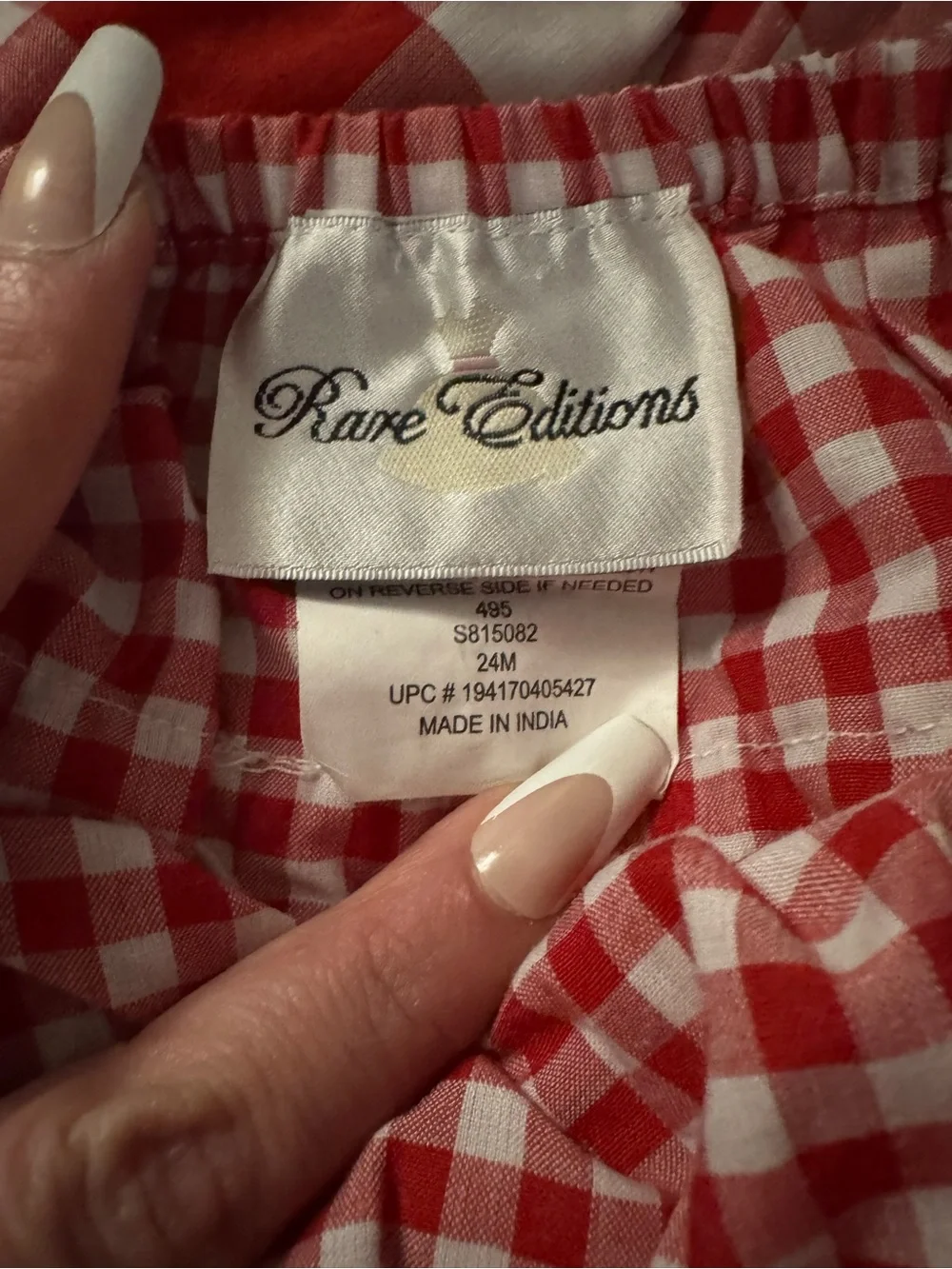 Red Gingham Baby girl Ruffle Bloomers Set